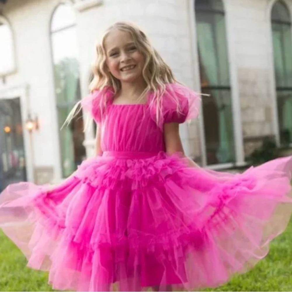 NWOT Ivy City Co Girls Hot Pink Tulle Pixie Dress